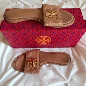 Tory Burch Women's Everly Gold Slide Sandals